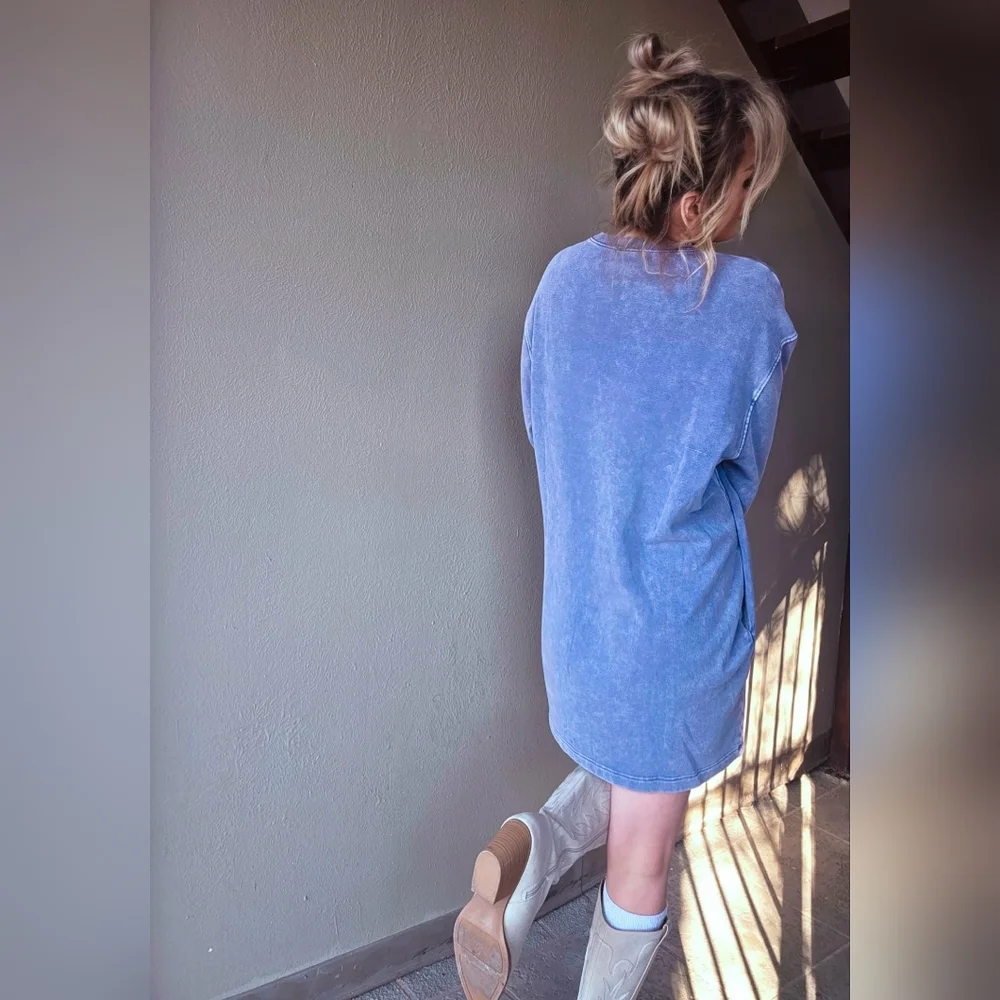 Indigo Pocket Sweatshirt Dress - Picture 8 of 8